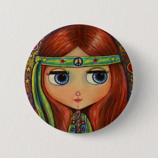 Peace Hippie Doll Button (Voorkant)