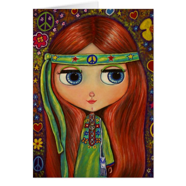 Peace Hippie Doll-kaart (Voorkant)
