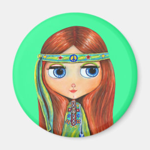Peace Hippie Doll Magnet Magneet