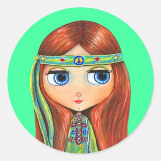 Peace Hippie Doll Sticker (Voorkant)