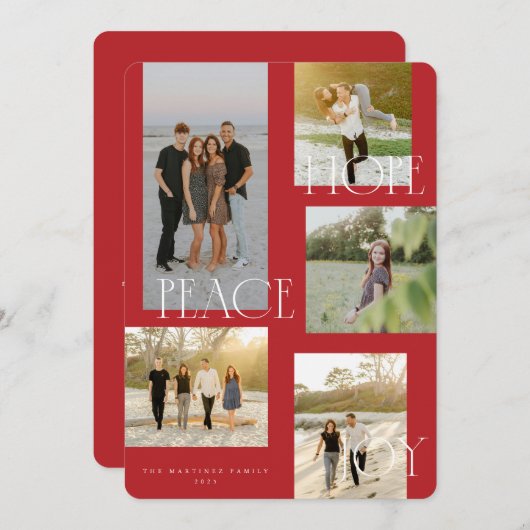 Peace Hope Joy Christmas Kaart (Voorkant / Achterkant)