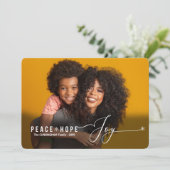 Peace Hope Joy-kerstfoto Feestdagenkaart (Staand voorkant)