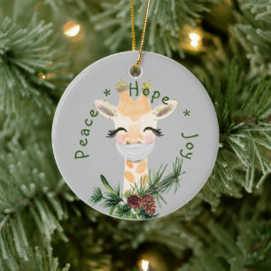 Peace Hope Joy Mask Giraffe Keramisch Ornament