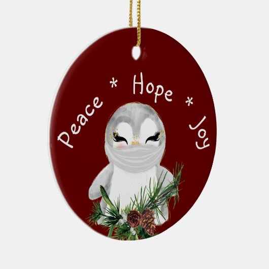 Peace Hope Joy Mask Penguin Keramisch Ornament (Rechts)