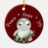 Peace Hope Joy Mask Penguin Keramisch Ornament (Voorkant)