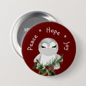 Peace Hope Joy Mask Penguin Ronde Button 7,6 Cm (Voorkant /achterkant)