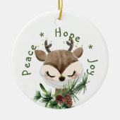 Peace Hope Joy Mask Reindeer Keramisch Ornament (Voorkant)