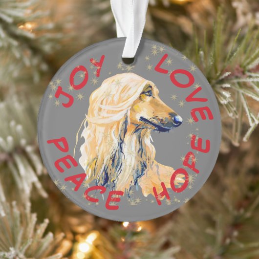 Peace Hope Love Afghan Dog Kerstmis Ornament (Boom)