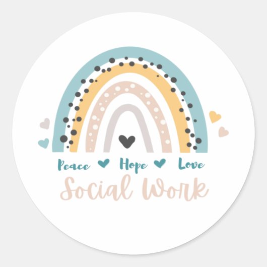 Peace Hope Love Social Work Round Sticker (Devant)