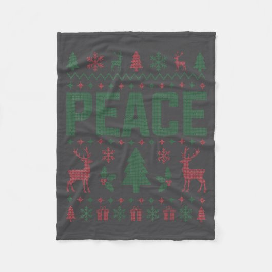 Peace I Come In Peace Couple Matching Ugly Christm Fleece Deken (Voorkant)