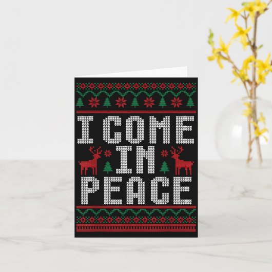 Peace I Come In Peace Couple Matching Ugly Christm Kaart (Gele Bloem)