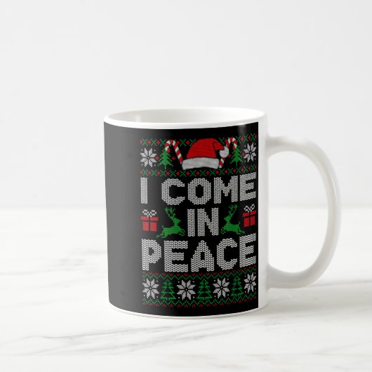 Peace I Come In Peace Couple Matching Ugly Christm Koffiemok (Rechts)