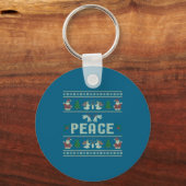 Peace I Come In Peace Couple Matching Ugly Christm Sleutelhanger (Voorkant)