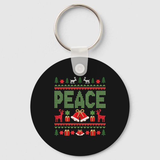 Peace I Come In Peace Couple Matching Ugly Christm Sleutelhanger (Voorkant)