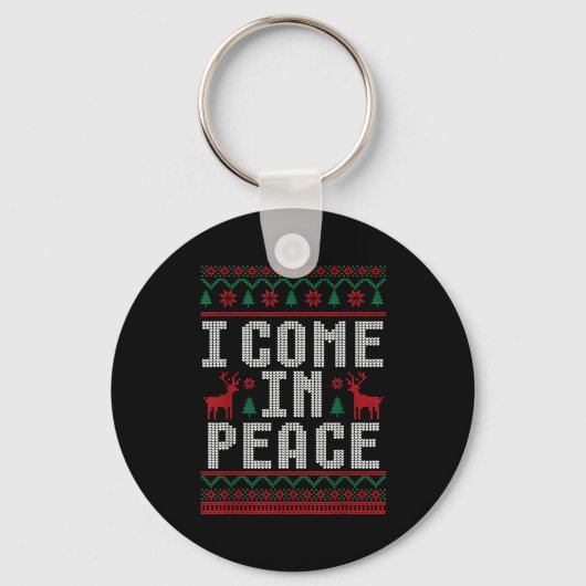 Peace I Come In Peace Couple Matching Ugly Christm Sleutelhanger (Voorkant)