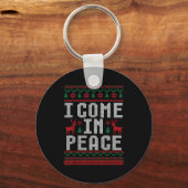 Peace I Come In Peace Couple Matching Ugly Christm Sleutelhanger (Voorkant)