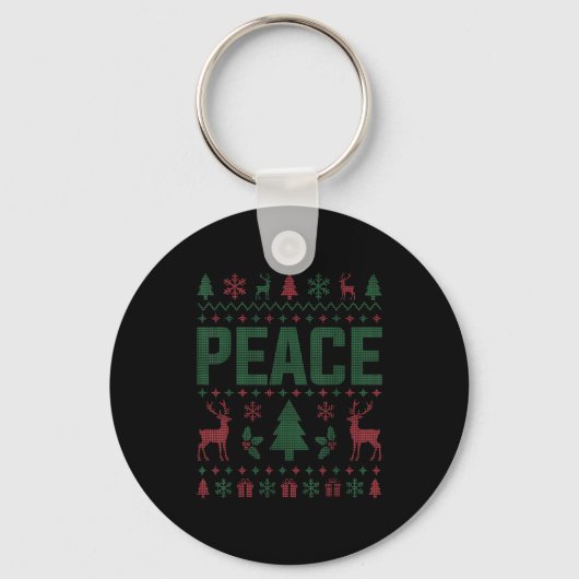Peace I Come In Peace Couple Matching Ugly Christm Sleutelhanger (Voorkant)