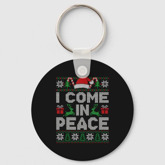 Peace I Come In Peace Couple Matching Ugly Christm Sleutelhanger (Voorkant)