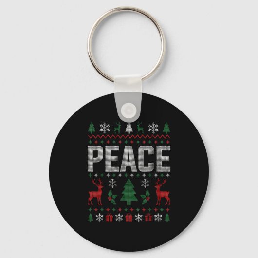 Peace I Come In Peace Couple Matching Ugly Christm Sleutelhanger (Voorkant)