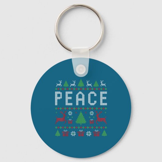 Peace I Come In Peace Couple Matching Ugly Christm Sleutelhanger (Voorkant)
