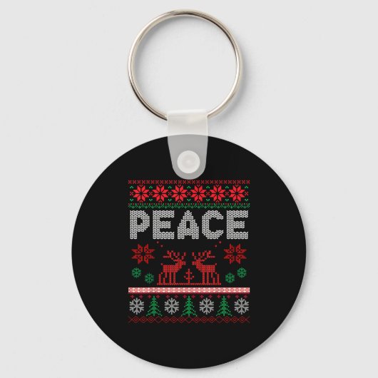 Peace I Come In Peace Couple Matching Ugly Christm Sleutelhanger (Voorkant)