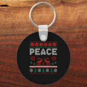 Peace I Come In Peace Couple Matching Ugly Christm Sleutelhanger (Voorkant)