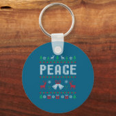 Peace I Come In Peace Couple Matching Ugly Christm Sleutelhanger (Voorkant)