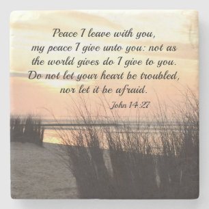 Peace I leave with you, Bible Verse Ocean Sunset Stenen Onderzetter
