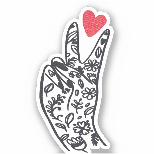 PEACE I PEACE-gebarentelers met een LOVE hart Sticker (Voorkant)