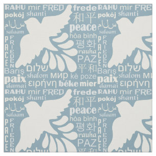 PEACE in veel talen, aangepaste kleurstof Stof