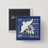 PEACE in veel talen, knop Vierkante Button 5,1 Cm (Voorkant /achterkant)