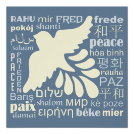 PEACE in veel talen poster Perfect Poster