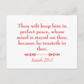 Peace Isaiah 26:3 Christian Scripture Briefkaart (Voorkant)