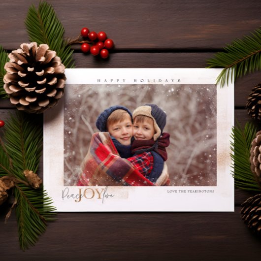 Peace Jove Love Winter Holiday Carte photo