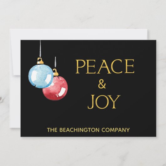 *~* PEACE + JOY Corporate Ornament Holiday Card (Voorkant)