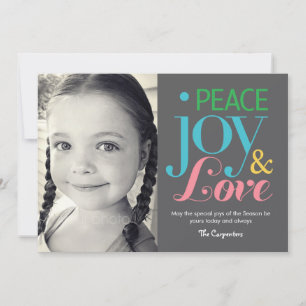 Peace-, Joy- en Love Holiday-fotokaarten Feestdagenkaart