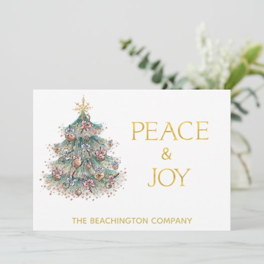 *~* PEACE JOY Entreprise Noël Arbre Carte Simple (Debout devant)