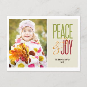 Peace & Joy Holiday Photo Card Postcard Feestdagenkaart