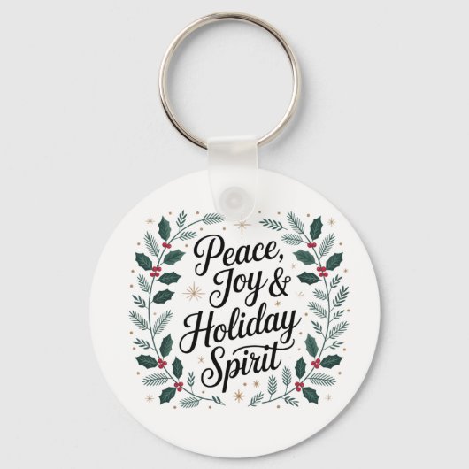 Peace, Joy & Holiday Spirit Sleutelhanger (Voorkant)