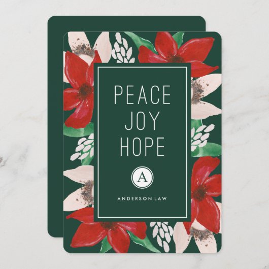 Peace Joy Hope Corporate Holiday Kaart (Voorkant / Achterkant)