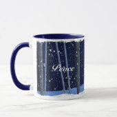 "Peace Joy Love" 11 oz navy mug (Gauche)