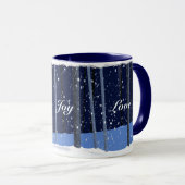 "Peace Joy Love" 11 oz navy mug (Devant droit)