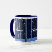 "Peace Joy Love" 11 oz navy mug (Devant gauche)