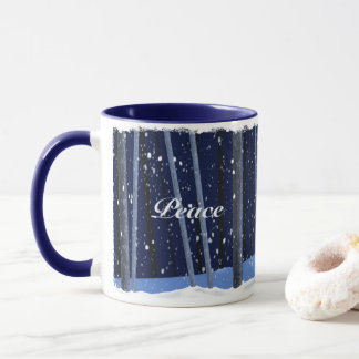 "Peace Joy Love" 11 oz navy mug