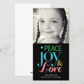 Peace Joy & Love Carte photo de vacances (Devant / Derrière)