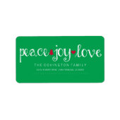 Peace Joy Love Étiquette Script (Devant)