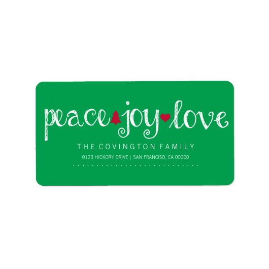 Peace Joy Love Étiquette Script (Devant)
