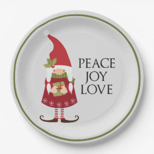 Peace Joy Love Girl Gnome Holiday Papieren Bordje