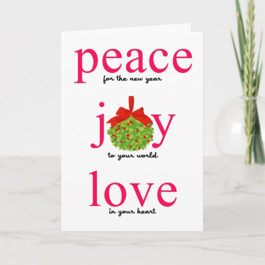 Peace Joy Love Holiday Kaart (Voorkant)