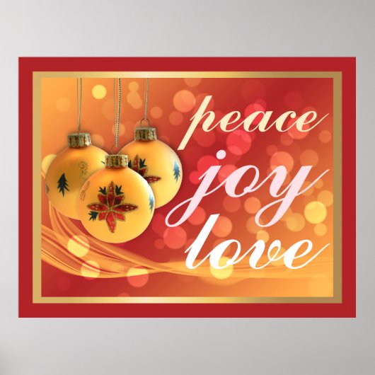 Peace Joy Love Kerstmis Blessings Festive Gold Poster (Voorkant)